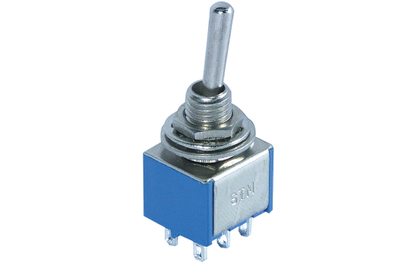Miniatur-Kippschalter McPower, 250V/3A, 6-polig, 3 Stellungen: EIN / AUS / EIN