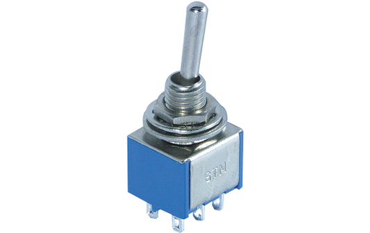 Miniatur-Kippschalter McPower, 250V/3A, 6-polig, 3 Stellungen: EIN / AUS / EIN