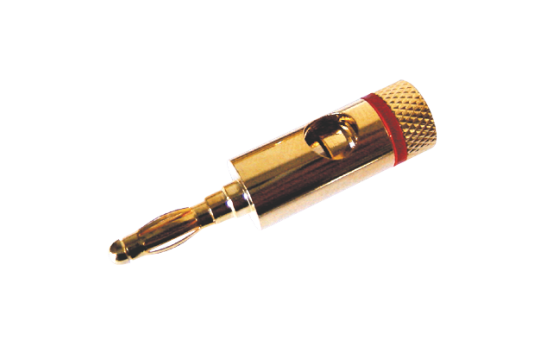 Laborstecker, 4mm-Ø, vergoldet, mit rotem Kennzeichnungsring