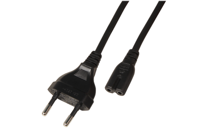 Euro-Netzkabel, Länge 1,8 m, 2x0,75 mm², schwarz