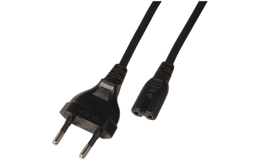 Euro-Netzkabel, Länge 1,8 m, 2x0,75 mm², schwarz