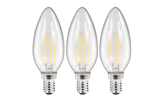 LED Filament Set McShine, 3x Kerzenlampe, E14, 3.6W, 360lm, warmweiß, klar