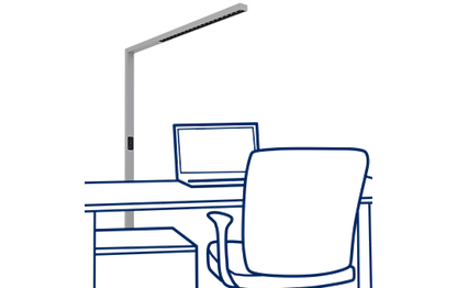 LED-Schreibtisch-Stehleuchte ROLF KERN „Clever-Pro“ mit Touch Display, PIR & Tageslicht-Sensor