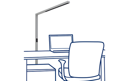 LED-Schreibtisch-Stehleuchte ROLF KERN „Clever-Pro“ mit Touch Display, PIR & Tageslicht-Sensor