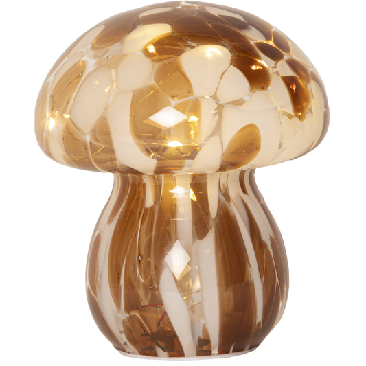 LED-Dekoration ''Funghi'', Glas, braun/weiß, 13x15cm, IP20