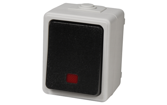 Feuchtraum Orientierungs-Schalter McPower ''Taff'', 250V~/10A, IP44, AP, grau
