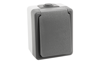 Feuchtraum Steckdose McPower ''Secure'', 250V~/16A, IP44, AP, grau