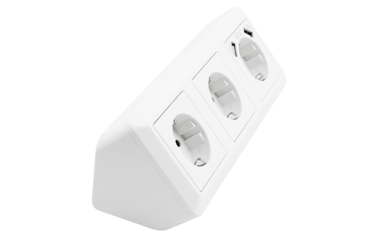 Steckdosenblock McPower ''Cup'' Aufbau, weiß, 3-fach Schutzkontakt + USB