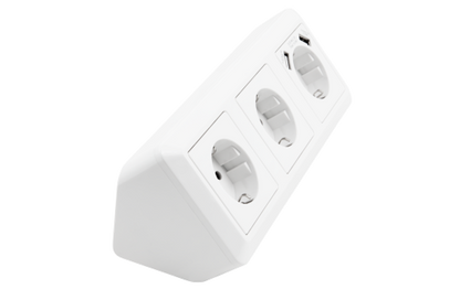 Steckdosenblock McPower ''Cup'' Aufbau, weiß, 3-fach Schutzkontakt + USB