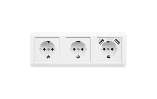 Steckdosenblock McPower ''Cup'' Aufbau, weiß, 3-fach Schutzkontakt + USB