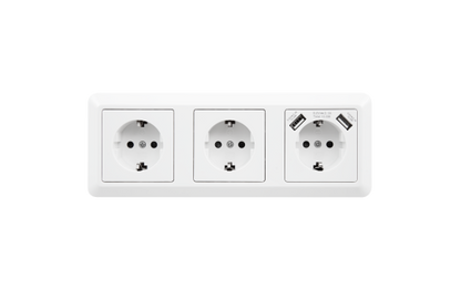 Steckdosenblock McPower ''Cup'' Aufbau, weiß, 3-fach Schutzkontakt + USB