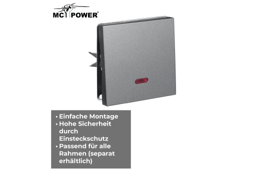 Schalter McPower ''Shallow'' 250V~/10A, UP, Orientierungsleuchte, Steckanschluss, anthrazit