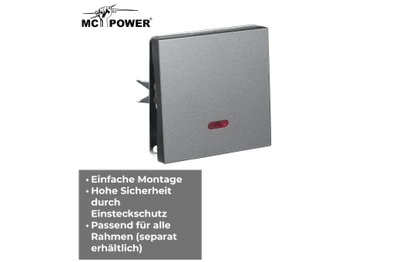 Schalter McPower ''Shallow'' 250V~/10A, UP, Orientierungsleuchte, Steckanschluss, anthrazit