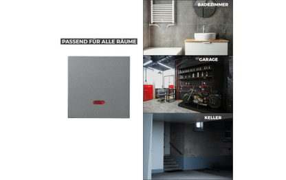 Schalter McPower ''Shallow'' 250V~/10A, UP, Orientierungsleuchte, Steckanschluss, anthrazit