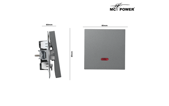 Schalter McPower ''Shallow'' 250V~/10A, UP, Orientierungsleuchte, Steckanschluss, anthrazit