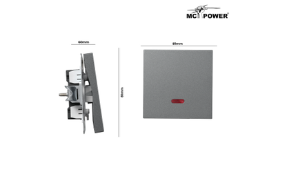 Schalter McPower ''Shallow'' 250V~/10A, UP, Orientierungsleuchte, Steckanschluss, anthrazit