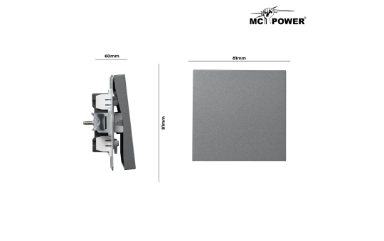 Kreuzschalter McPower ''Shallow'' 250V~/10A, UP, Steckanschluss, anthrazit