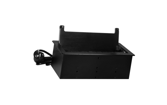 Tisch-Einbausteckdose, 2-fach, 2x USB, 2xRJ45, schwarz, mit Staubschutz, 3600W