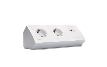 Steckdosenblock McPower ''Flair'' Aufbau, 2-fach Schutzkontakt + 2x USB A+C