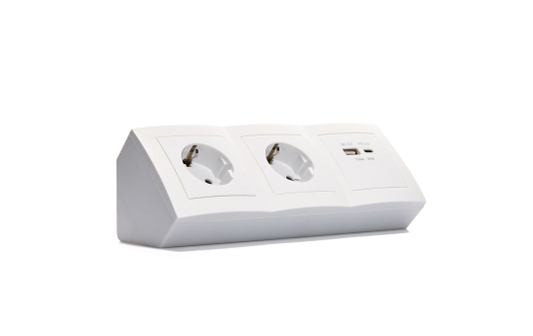 Steckdosenblock McPower ''Flair'' Aufbau, 2-fach Schutzkontakt + 2x USB A+C