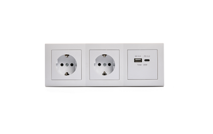 Steckdosenblock McPower ''Flair'' Aufbau, 2-fach Schutzkontakt + 2x USB A+C