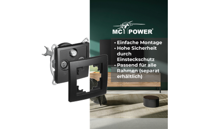 Antennendose McPower ''Flair'' für TV, Radio und Sat, UP, matt schwarz