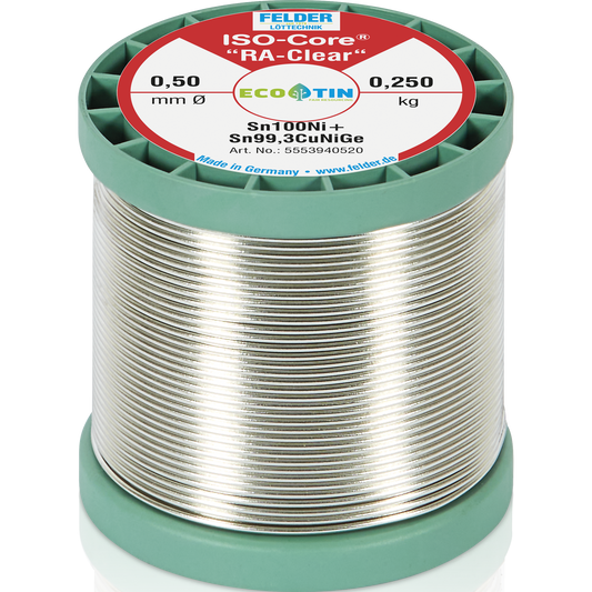 Lötdraht FELDER ISO-CORE ''RA-Clear'', Sn100Ni+, 0,5mm, 250g, bleifrei