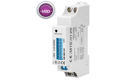 1-phasiger Stromzähler, 40A, MID, Impulsausgang, 1 Modul, DIN TH-35mm