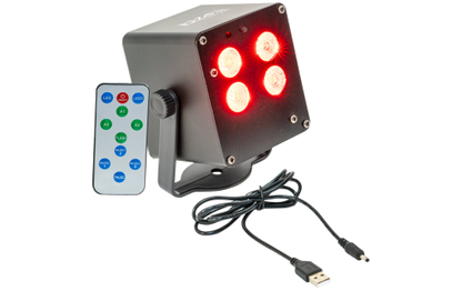 LED-Wash-Effekt IBIZA ''TINYLED-RGB-WASH'', akkubetrieben, 4x 3W RGB LED