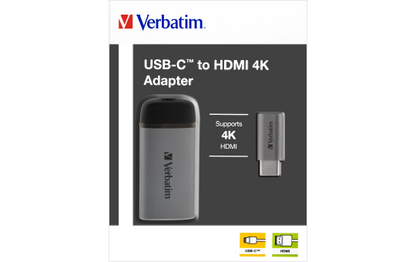 Adapter USB-C auf HDMI 4K Verbatim, 10cm Kabel, Aluminiumgehäuse