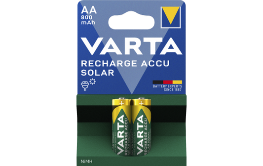 Mignon-Akku VARTA ''Solar'', Ni-MH, 800mA, Typ AA, HR06, 2er-Blister