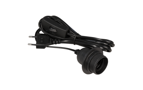 Euro-Netzkabel McPower mit Schnurschalter und E27 Fassung, 3,5m, schwarz, Kupfer