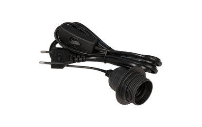Euro-Netzkabel McPower mit Schnurschalter und E27 Fassung, 3,5m, schwarz, Kupfer
