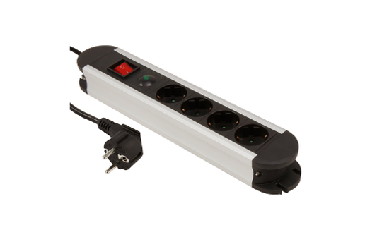 Steckdosenleiste McPower ''SL-04'' 4-fach, Überspannungsschutz, 1,4m Zuleitung