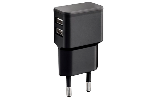 USB Ladegerät, 230V Netzteil, 2x USB-A, max. 5V/2,4A, 12 W