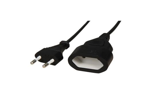 Verlängerungskabel McPower, 1m, Eurostecker auf Eurokupplung, schwarz