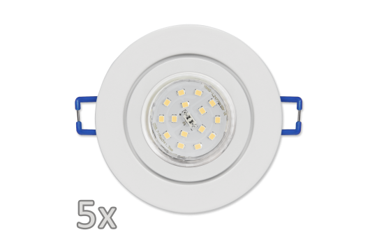 Einbauleuchten-Set McShine, 5xRahmen, 5xLED-Strahler, GU10, 5W, 500lm, weiß,IP44