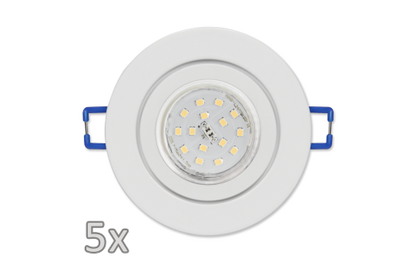Einbauleuchten-Set McShine, 5xRahmen, 5xLED-Strahler, GU10, 5W, 500lm, weiß,IP44