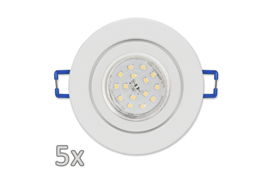 Einbauleuchten-Set McShine, 5xRahmen, 5xLED-Strahler, GU10, 5W, 500lm, weiß,IP44