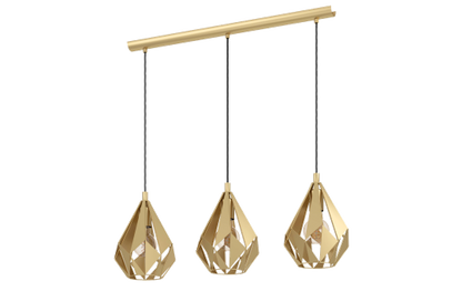 Hängeleuchte EGLO ''Carlton'', 3-flammig, E27, Stahl, gold, 80,5x20,5x110cm