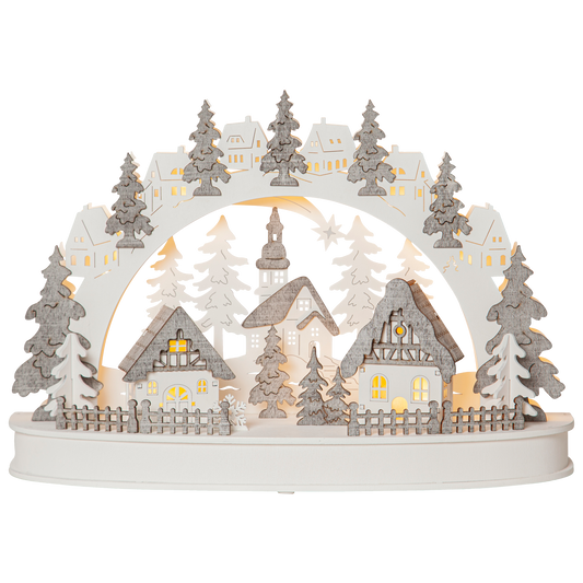 LED-Innendekoration ''Grauberg'', 10ww LED, Holz, grau, 46x12x2cm, Batterien,Timer