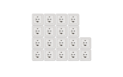 Schutzkontakt-Steckdose McPower ''Cup'' Einsteckschutz, 18er-Pack, inkl. Rahmen