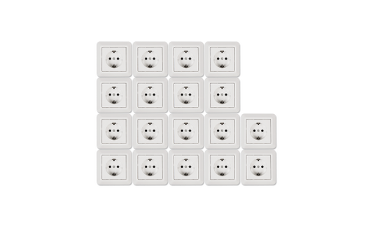 Schutzkontakt-Steckdose McPower ''Cup'' Einsteckschutz, 18er-Pack, inkl. Rahmen