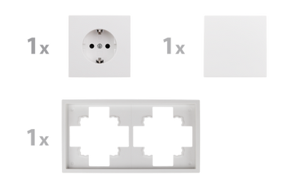 Schalter und Steckdosen Set McPower Shallow ''Tür 2-fach Profi'' 3-teilig, Steckanschluss