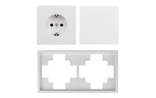 Schalter und Steckdosen Set McPower Shallow ''Tür 2-fach Profi'' 3-teilig, Steckanschluss