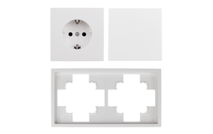 Schalter und Steckdosen Set McPower Shallow ''Tür 2-fach Profi'' 3-teilig, Steckanschluss