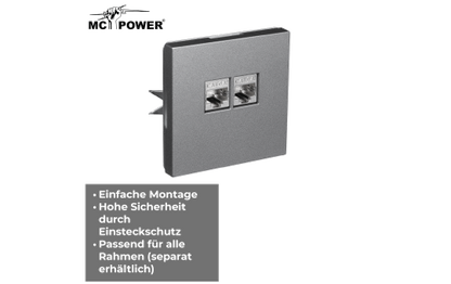 Netzwerk-Dose McPower ''Shallow'' CAT6A, UP, anthrazit, vollgeschirmt