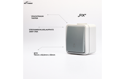 Feuchtraum Taster McPower ''Fix'', Steckanschluss, IP54, 250V~/10A, AP