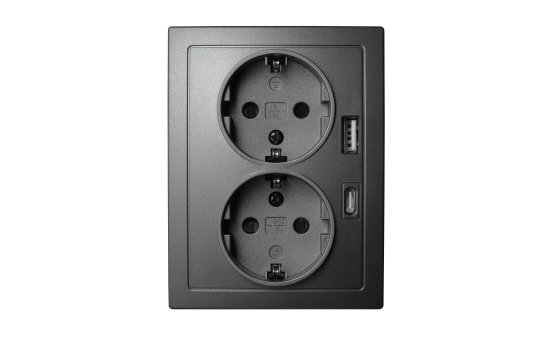 Schutzkontakt-Steckdose McPower ''Flair'' 2-fach, 250V~/16A, USB-A+C, PD20W