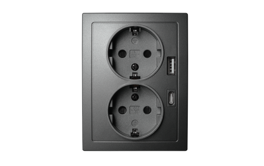 Schutzkontakt-Steckdose McPower ''Flair'' 2-fach, 250V~/16A, USB-A+C, PD20W